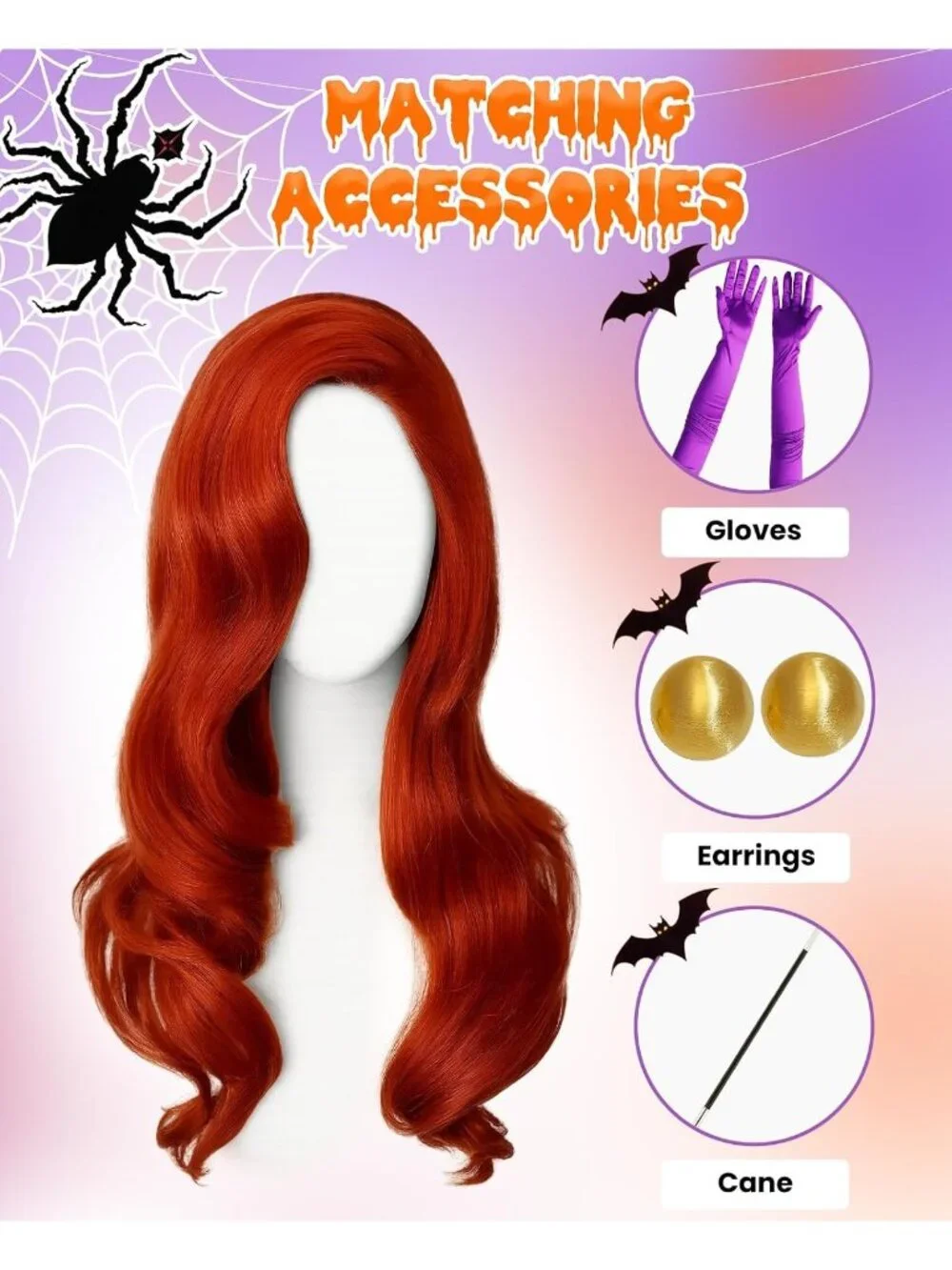 Women's Dark Red Cosplay Convenient Set Include Adjustable Wig Cap Headpiece
